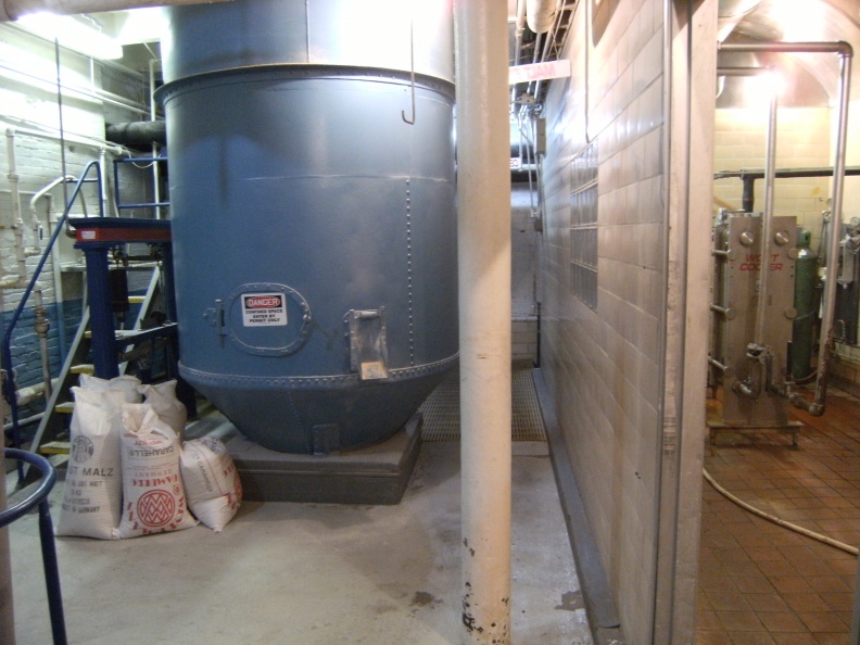 The Stevens Point Brewery's Allis-Chalmers malt scale and wort cooling room still in use in the year 2021.